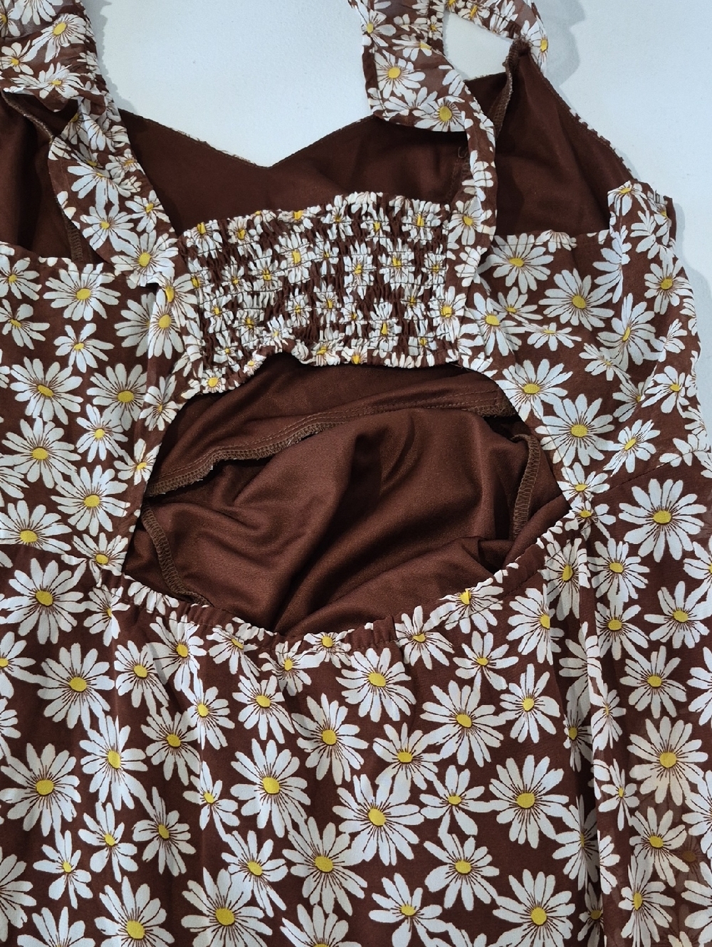 H & M DIVIDED Brown Daisy Print Maxi Sundress - Picture 3 of 5